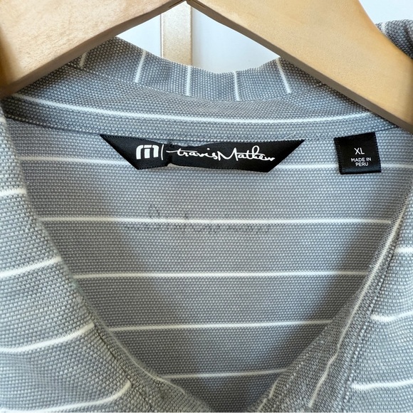 Travis Mathew Men's XL Gray Striped Polo Shirt Short Sleeve Casual Golf Summer - Picture 5 of 12